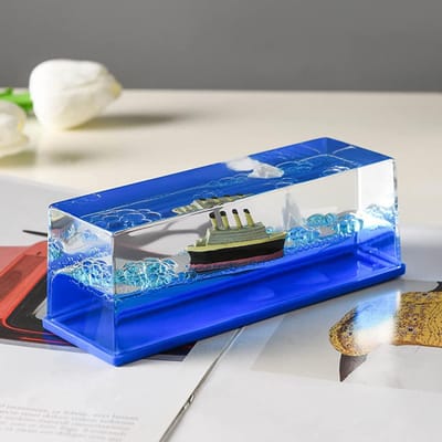 Titanic Pirate Ship Desk Decoration - Cruise Ship Fluid Drift Bottle Model Ornament for Tabletops_img_0