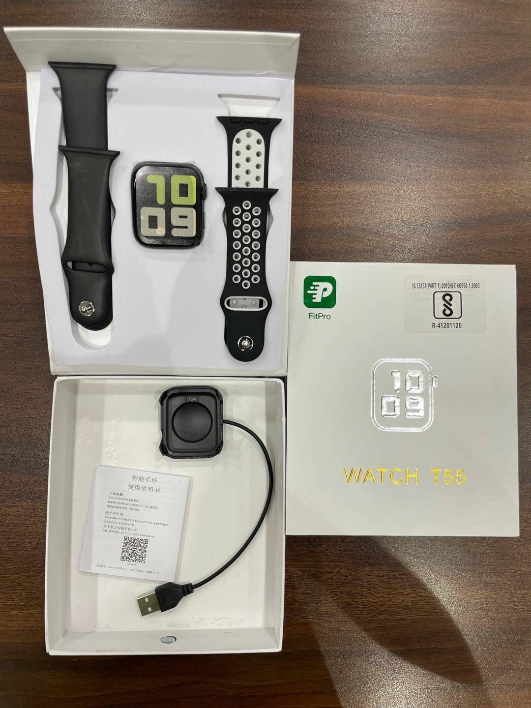 Watch T55 Smartwatch Heart Rate Monitor Fitness Tracker Pedometer - Smart Watch ( Random Colour ) (P-1929)