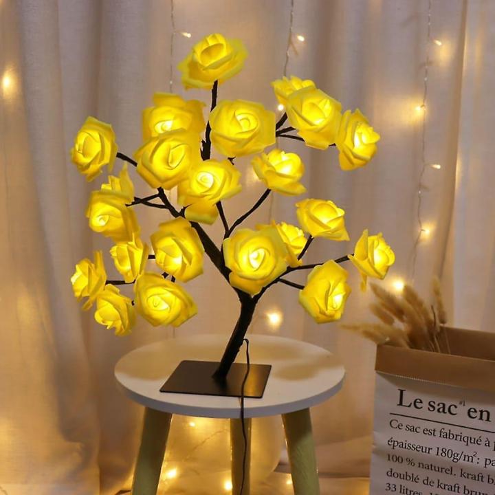 TERGAYEE Tabletop Bonsai Tree,LED Rose Flower Tree,Table Rose Tree Lights Girls Gift for Mom Birthday Wedding Christmas Valentine's Day Party Decor (P-1343)