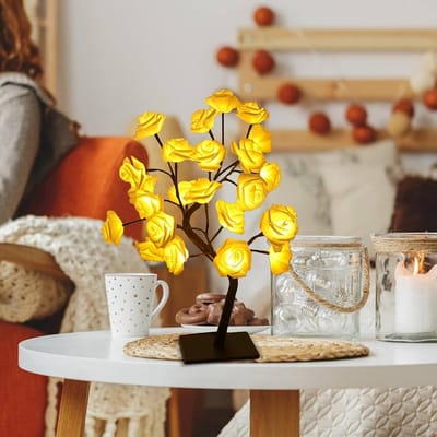 TERGAYEE Tabletop Bonsai Tree,LED Rose Flower Tree,Table Rose Tree Lights Girls Gift for Mom Birthday Wedding Christmas Valentine's Day Party Decor (P-1343)_img_1